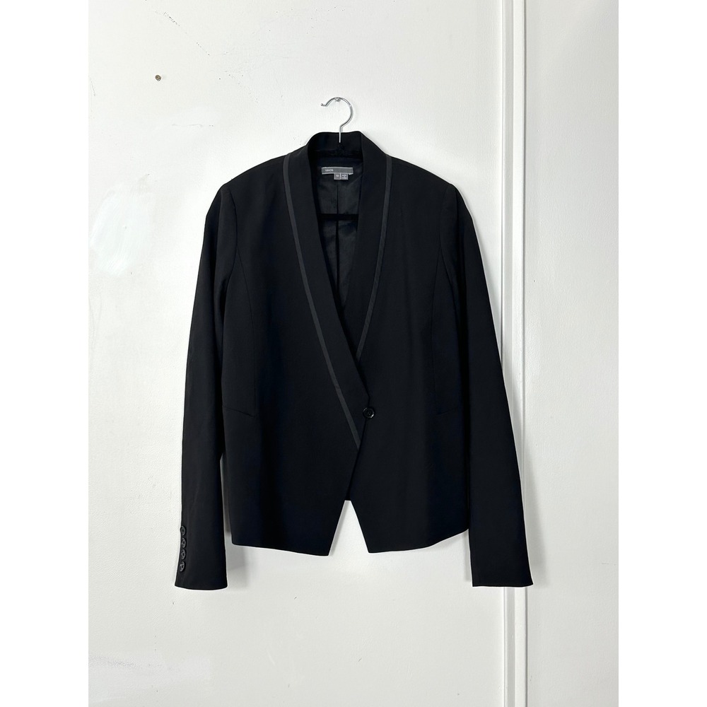Vince 10 Tuxedo Blazer wool blend Assymetrical Lapel Business single button - Picture 1 of 11